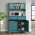 thumbnail image 3 of KIGOTY Kitchen Pantry Storage Cabinet, Double Tilt Out Trash Cabinets Freestanding Storage Cabinets, 2 Drawers and 1 Tilt Out Trash Cabinet, Kitchen, Dinning Room, Living Room, Blue, 3 of 7