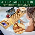 thumbnail image 6 of SereneLife Luxury Bamboo Bathtub Caddy Tray - Adjustable Natural Wood Bath Tub Organizer with Wine Holder, Cup Placement, Soap Dish, Book Space & Phone Slot for Spa, Bathroom & Shower SLBCAD20, 6 of 7