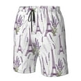 thumbnail image 6 of Uemuo Lavender Flowers Pattern Men's Swim Trunks Hawaiian Beach Bathing Suit Swimsuits Beach Quick-Dry Shorts with Pockets-XX-Large, 6 of 9