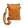 thumbnail image 2 of Multicolored Floral Embroidered Tan Vegan Leather Suede Slim Purse Crossbody Bag - Womens Fashion Handmade Boho Accessories, 2 of 3