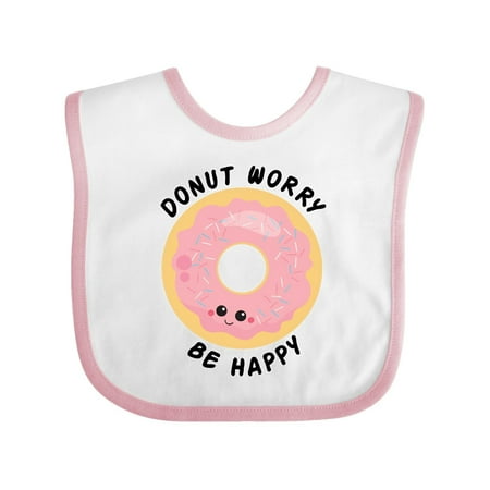 

Inktastic donut worry be happy Gift Baby Boy or Baby Girl Bib