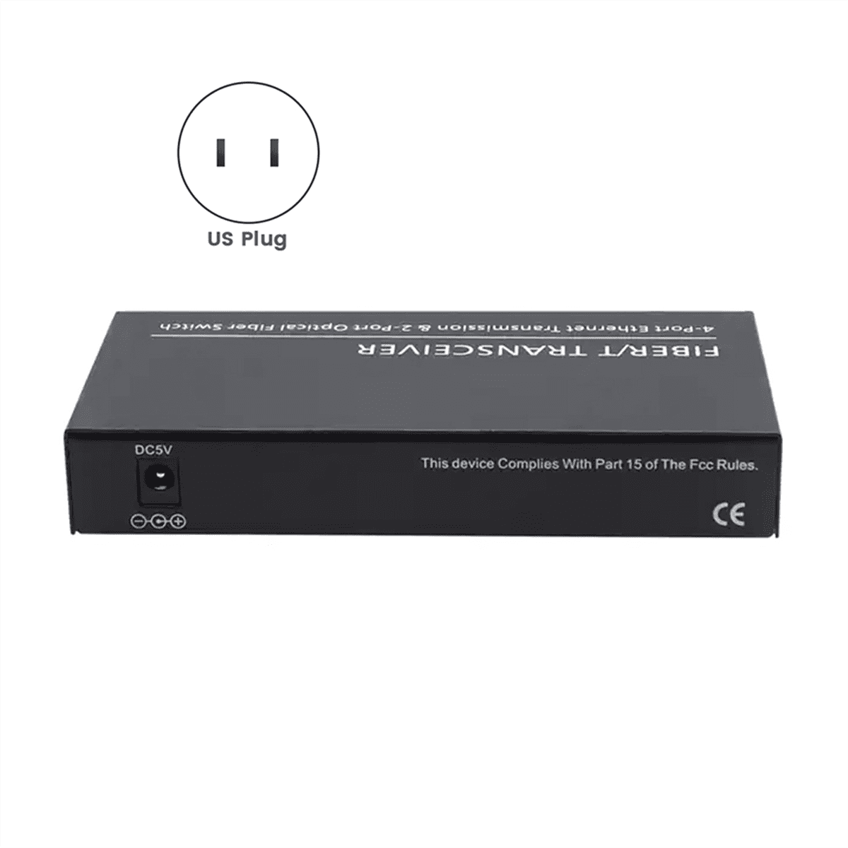 Gigabit Ethernet Fiber Switch SC Singlemode 20KM 2 SC Fiber 4 RJ45 Port 100/1000M Fiber Optical Media Converter US Plug