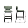 thumbnail image 3 of Dayalane Modern Barstools Set of 2, 26" Farmhouse Upholstered Counter Height Bar Stools with Wooden Legs, Bar Chairs with Back Support for Kitchen Island, Powell Stools, Dining Room, Chenille Green, 3 of 7
