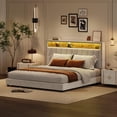 thumbnail image 2 of Bingirl Elegant Queen Bed Frame: Button Tufted Headboard, Built-in Charging & Bookcase, Noise-Free Stable Platform, No Box Spring Required, 2 of 8