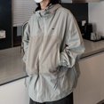 thumbnail image 1 of -Chaqueta de protección solar para mujer, cortavientos Vintage gris, estilo japonés Harajuku años 2000, Y2k, chaquetas con capucha de gran tamaño para exteriores, 1 of 5