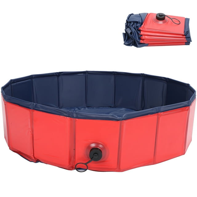 Bañera plegable para mascotas, lavabo de ducha portátil, bañera de limpieza para perros y gatos, 80 x 20 cm, color rojo