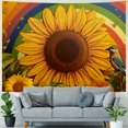 thumbnail image 4 of PRATYUS Boho  Sunflower Tapestry, Vintage Abstract Yellow Flowers Butterfly Tapestry Wall Hanging for Bedroom Teen Girl, Retro Aesthetic Tapestries Poster Blanket College Dorm Decor  40x60inch, 4 of 6