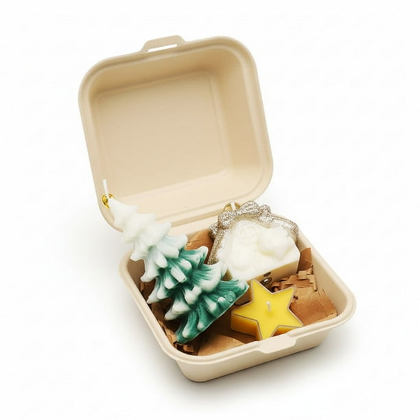 Conjunto de Regalo de Velas Colección de Velas de Árbol de Navidad Cera de Soja Natural 4-8 Pulgadas Caja de Regalo de Navidad