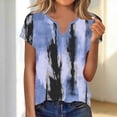 thumbnail image 4 of Summer Tops for Women Short Sleeve Neck Tunic Tops Baggy Vintage Graphic Casual Loose Beach Vacation Outfits Spring Top Trendy Clothes, 4 of 6