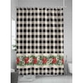 thumbnail image 5 of Christmas Poinsettia Small Stall Shower Curtain, Waterproof Shower Curtains for Bathroom, Black Plaid Xmas Botanical Washable Fabric Cloth Bath Curtain for Bathtub Decoration with Hooks 36x78 Inches, 5 of 6