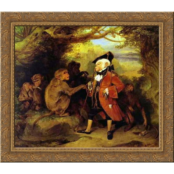The Monkey Who Had Seen the World 24x20 Gold Ornate Wood Framed Canvas Art by Edwin Henry Landseer