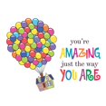 thumbnail image 2 of KIDS ROOM - Kids Bedroom Multicolored Balloons Flying House Decoration Sticker You're Amazing Just The Way You Are Quotes Design Vinyl Home Wall Decal 40" x 28", 2 of 5