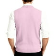 thumbnail image 4 of Resicozy Men's Sleeveless Sweater Vest V-Neck Casual Knit Button Down Solid Color Cardigan Vest Pink 2XL, 4 of 7