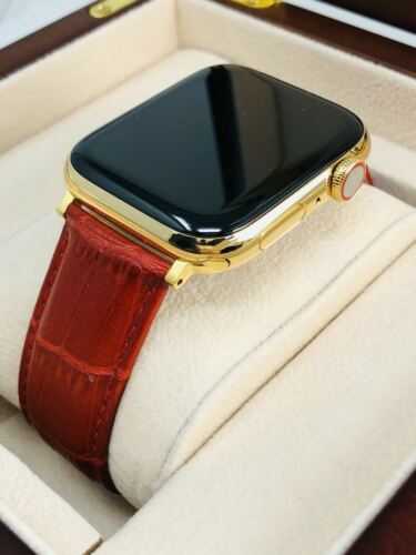 24K Gold Plated 44MM iWatch SERIES 5 Stainless Steel Red Band GPS LTE - image 2 of 9