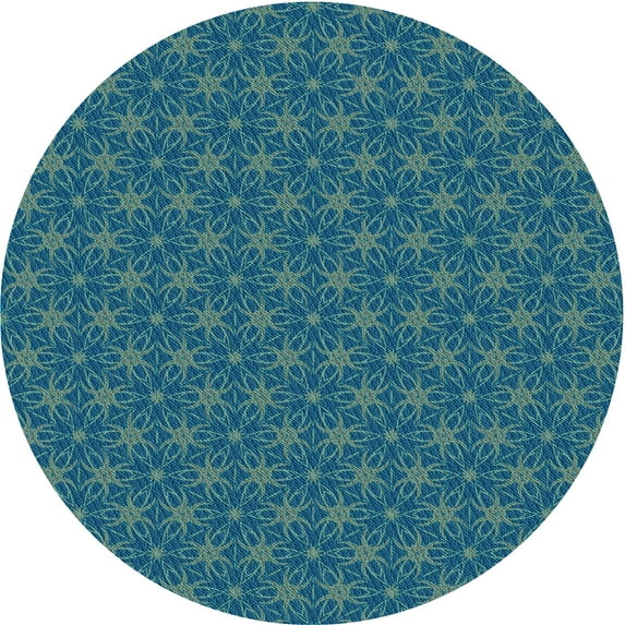 Ahgly Company Indoor Round Patterned Blue Jay Blue Area Rugs, 7' Round