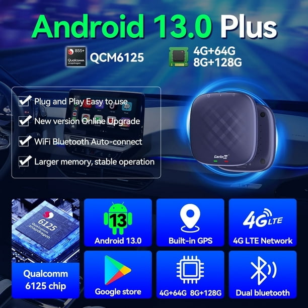 カーナビ CarlinKit Carplay Ai Box Plus 8+128GB Carlinkit Ai Box Plus, 3 in 1 Android 13 Car TV Ai Box, 8+128GB