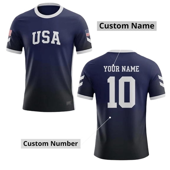 WAYUTE Men's USA Soccer T-Shirt DIY Name Number Short Sleeve Crew Neck Tee with Stylish Pattern Patriotic Color Sporty Casual Top Dailiy Wear
