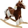 Constructive Playthings Pinto Kids Rocking Horse with Brown Saddle