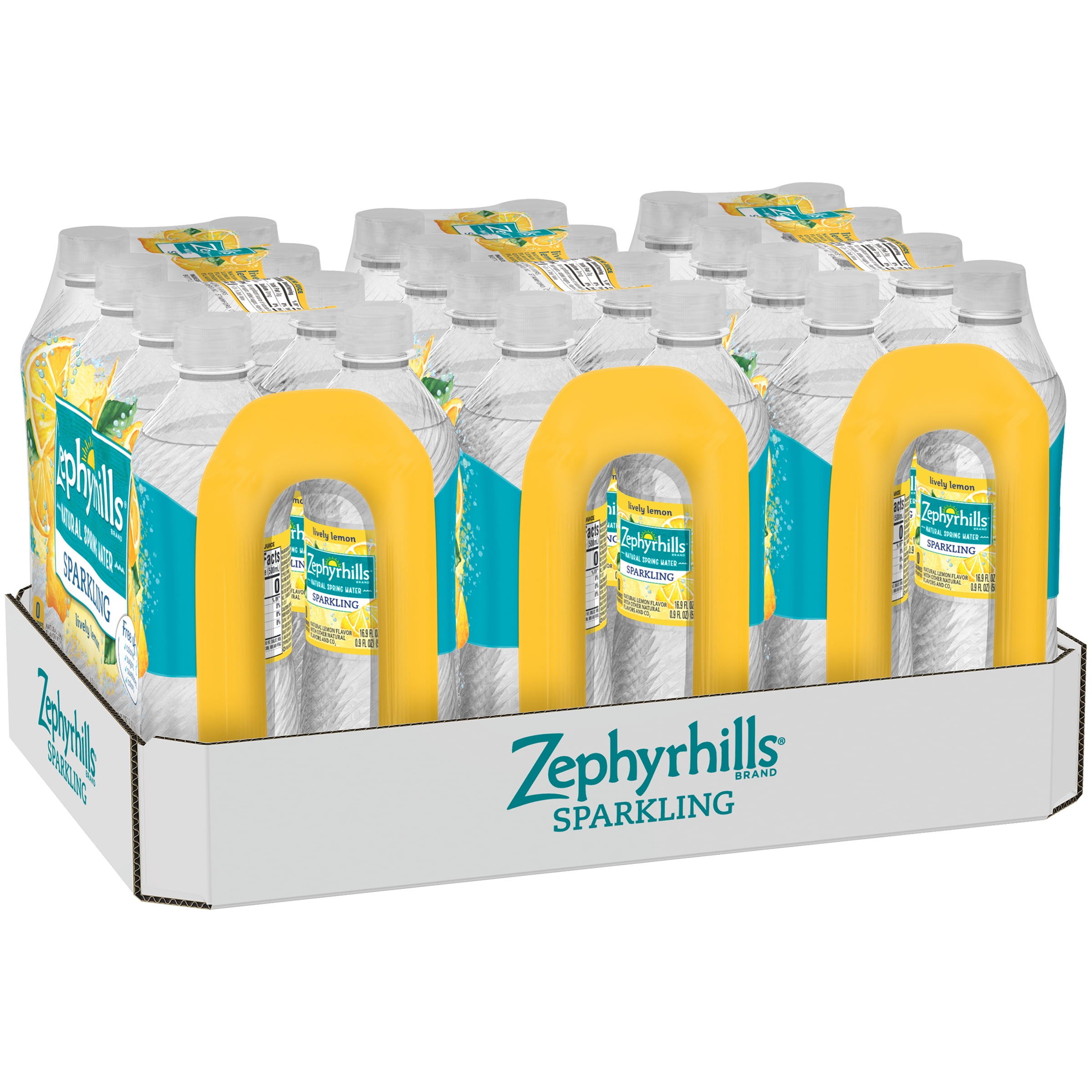 Zephyrhills Sparkling Water, Lively Lemon, 16.9 oz. Bottles (Pack of 24