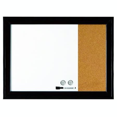 Quartet Combination Magnetic Whiteboard & Corkboard 23x17 Black Wood Frame 79283