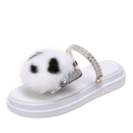 

House Slippers For Women House Shoes For Women Slippers Thick Sole Ladies Sandals Two Wear Cute Cartoon Heightening Soft Bottom Rhinestone Slippers
