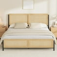 thumbnail image 3 of Boho Queen Size Bed Frame with Natural Rattan Headboard and Footboard, Wooden Queen Platform Bed No Box Spring Needed, Noise-Free Easy Assemble Metal Bedframe, 3 of 7