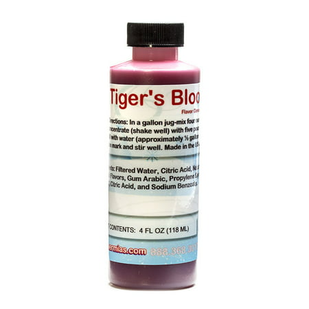 Tigers Blood Shaved Ice and Snow Cone Unsweetened Flavor Concentrate 4 Fl Oz Size (must add sugar and