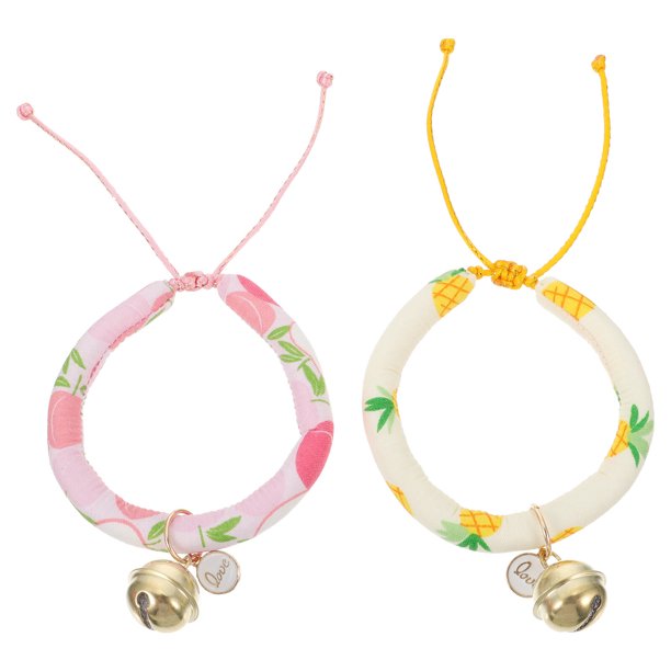 KAKOWELY 2 collares ajustables para conejos y gatos, delicados collares de tela para mascotas, collares de seguridad para mascotas