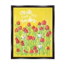 Stupell Industries Create Your Sunshine Floral Botanical & Floral Painting Black Floater Framed Art Print Wall Art, 17 x 21