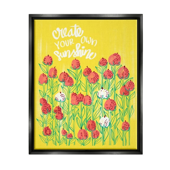 Stupell Industries Create Your Sunshine Floral Botanical & Floral Painting Black Floater Framed Art Print Wall Art, 17 x 21