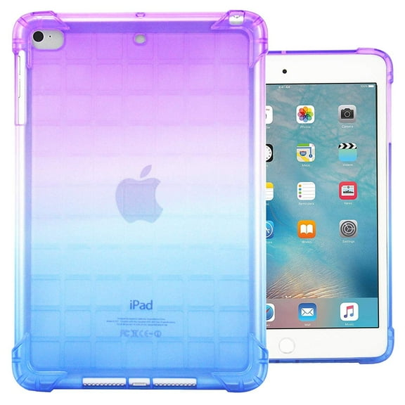 Allytech iPad Mini 5 Case Clear, iPad Mini 1 2 3 4 Case Cover, Ultra Slim Fit Silicone Corner Protection Impact Resistant Shockproof Defender Back Cover for Apple iPad Mini 1 2 3 4 5,Purple/Blue