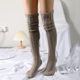 thumbnail image 2 of Calcetines de mujer de lana de tubo largo de punto hasta la rodilla de moda moda moda, 2 of 6