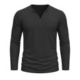 thumbnail image 4 of SUYIDA Men's Solid Color Button Top, Long Sleeve Casual Tee, Everyday Wear Comfortable Shirt, 4 of 6