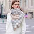 thumbnail image 3 of Bufanda de invierno a cuadros para mujer, cálida y acogedora, chal de gran tamaño, capa, bufandas de moda, chal largo, grueso y cálido para invierno, 3 of 5