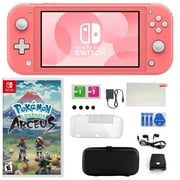 Nintendo Switch Lite in Coral with Pokemon Arceus and Accessories Kit