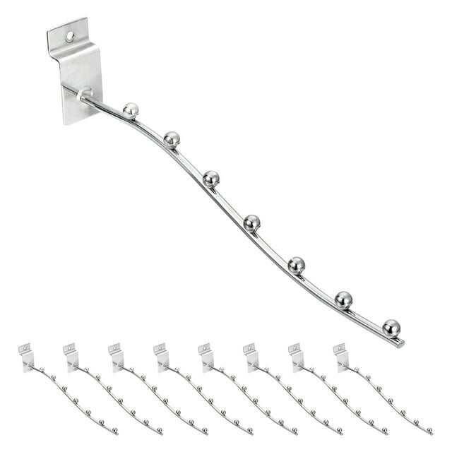 Uxcell 10Pack 7.01" Wall Mount Waved Hanger Rack 7 Beads, Metal Garment Display Hooks