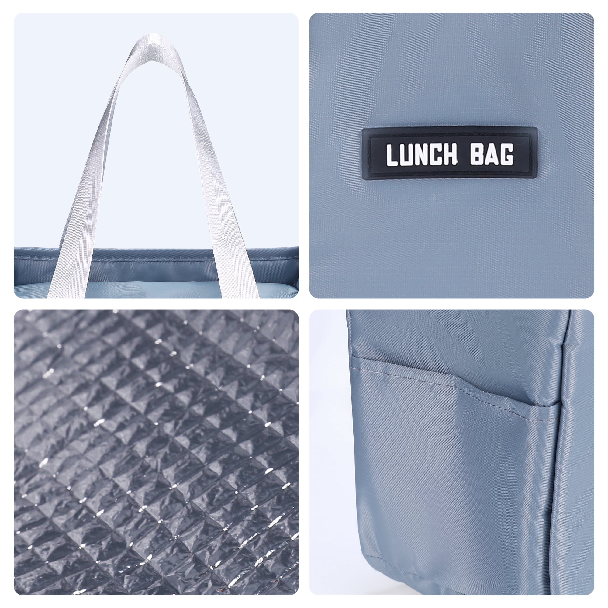 Unique Bargains Insulated Lunch Bag for Women and Men for Work Office Gray