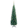 thumbnail image 1 of vidaXL Slim Artificial Pre-lit Christmas Tree with Ball Set Green 210 cm, 1 of 5