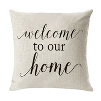 Anckoeil Pillow 18X18 Inch Welcome To Our Home Solid Color Pillow Travel Cushion Imitation Linen Thanksgiving Outdoor Travel