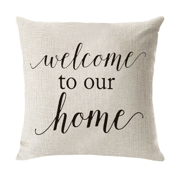 Anckoeil Pillow 18X18 Inch Welcome To Our Home Solid Color Pillow Travel Cushion Imitation Linen Thanksgiving Outdoor Travel