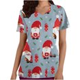 thumbnail image 2 of Pntutb, blusas con cuello en V y manga corta a la moda para mujer, blusa de bolsillo con estampado de uniforme de trabajo, tops Pntutb Pntutb-2922, 2 of 5