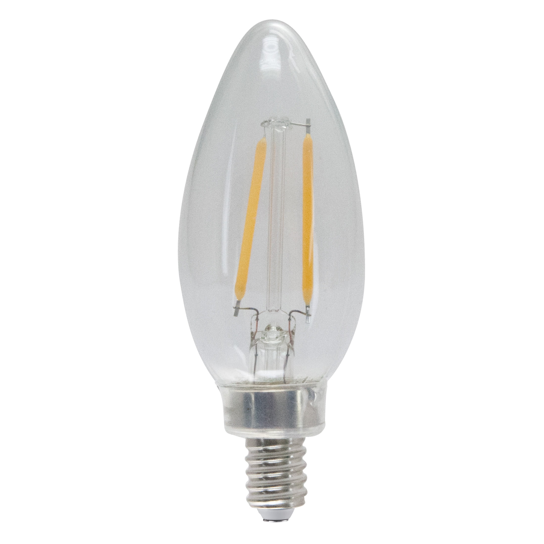 (4 pack) Great Value LED Light Bulb, 3 Watts (25W Equivalent) B10 Deco Lamp E12 Candelabra Base, Dimmable, Soft White, 4-Pack