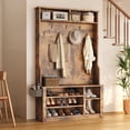 thumbnail image 3 of Asofer Modern Hall Tree with Shoe Storage Bench, Coat Rack and Shelves, Entryway Organizer for Mudroom, Foyer & Front Entry, Rustic Retro, 3 of 7