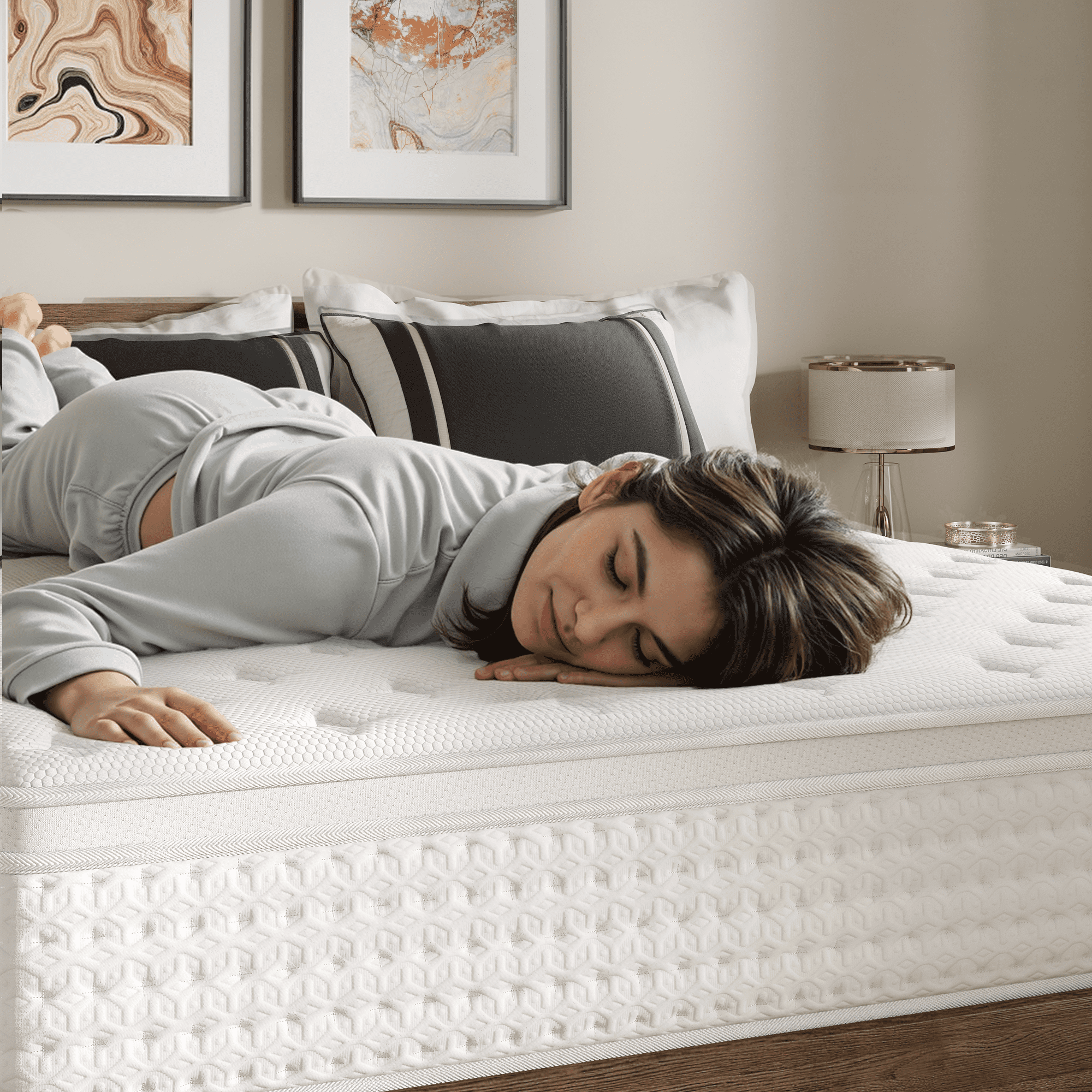 White 14 inch King Size Hybrid Mattress in a Box, Memory Foam & Individually Wrapped Coil, Support, Breathable, Pressure relief- 120 Night Trial