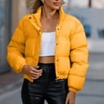 thumbnail image 6 of Smupbvky Women Cropped Puffer Jacket Lightweight Quilted Zipper Coat Stand Collar Winter Warm Bubble Outerwear (XL, Yellow), 6 of 7