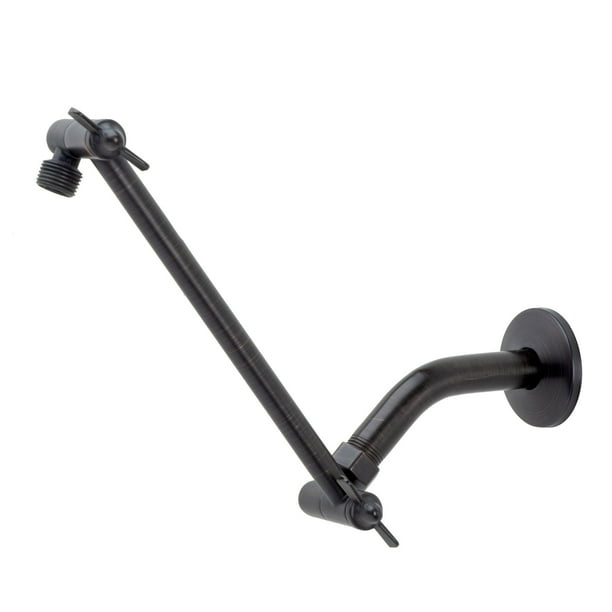 JS Shower Head Extension Arm, 10 Inch Extender with Flange, Solid Brass