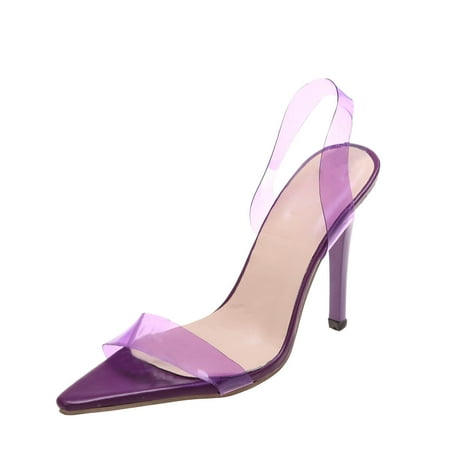 

WANYNG Ladies Fashion Summer Transparent PVC Pointed Toe Thin High Heel Sandals Comfortable Strap Heels High Heels for Winter
