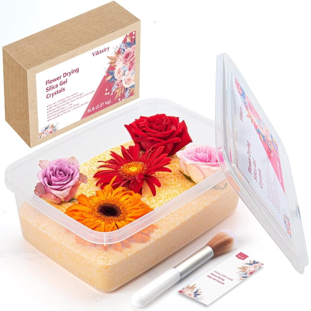 Gel de sílice Viktairy para secar flores, 2,27 kg con recipiente hermético