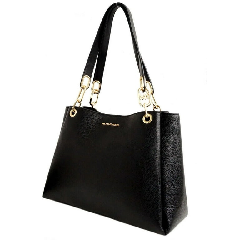 Michael Kors Black Pebbled Leather Trisha Large Tote with Triple Gusset and Shoulder Strap Walmart