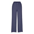 thumbnail image 5 of GiLiling Girls Linen 2 Piece Outfit Sleeveless V-Neck Top and Loose High Waisted Summer Pants Set (Navy, 13-14 Years), 5 of 7